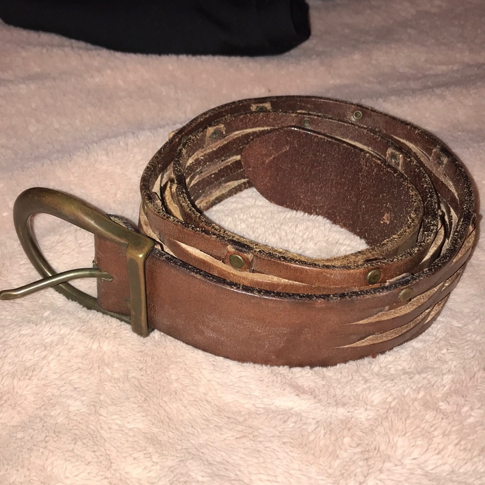 Hollister brown leather woven belt